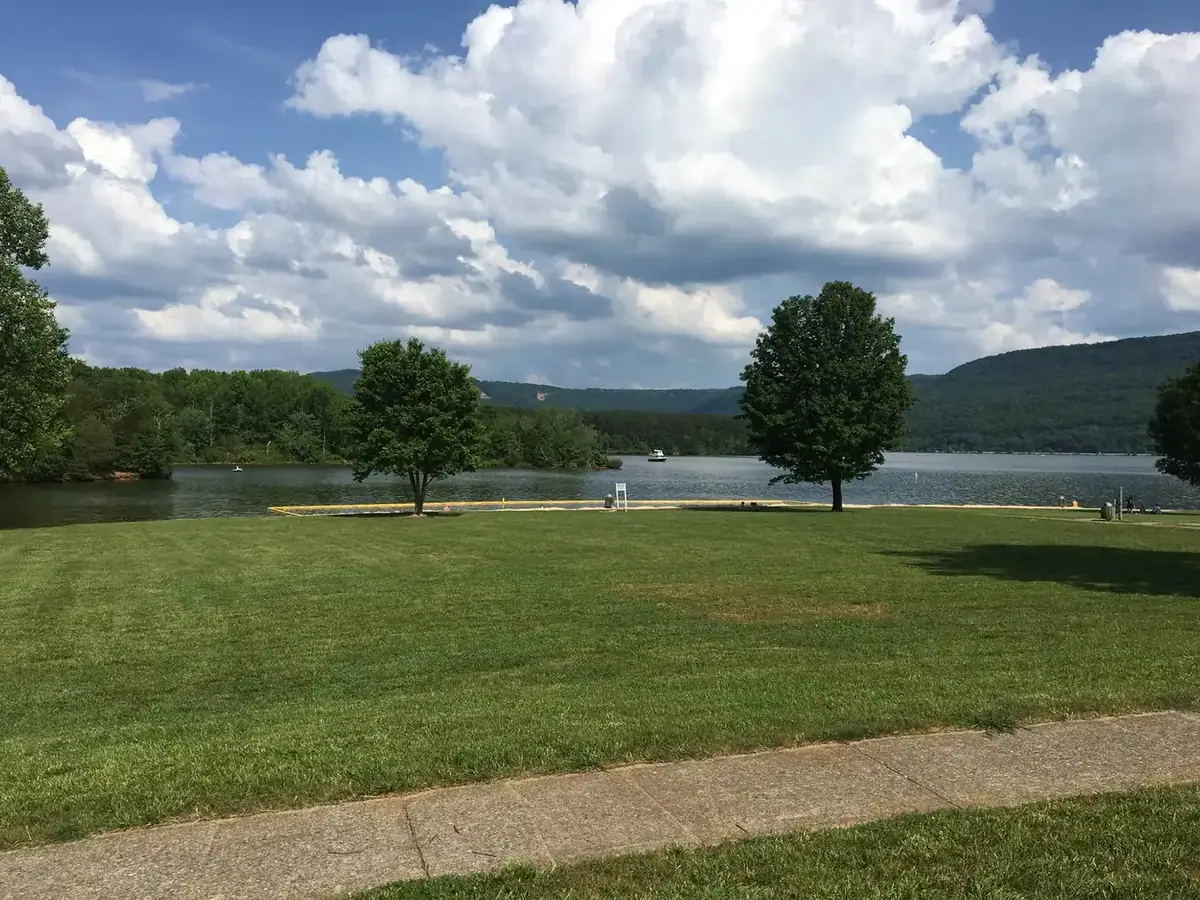 Shaded campsites and picnic area at Shellmound Recreation Area on Nickajack Lake